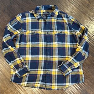 American Eagle Outfitters Plaid Shirt - Navy, Mustard, and Gray